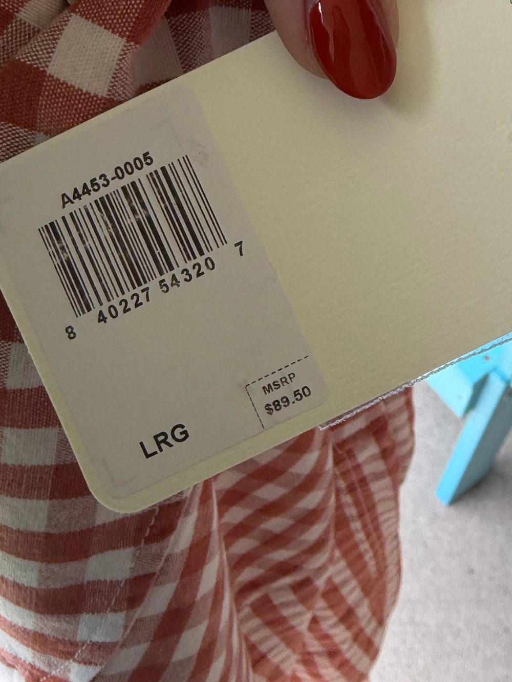 Levi’s Cara cotton prep jacket Jean jacket chore coat checkered orange white NWT - Picture 9 of 9
